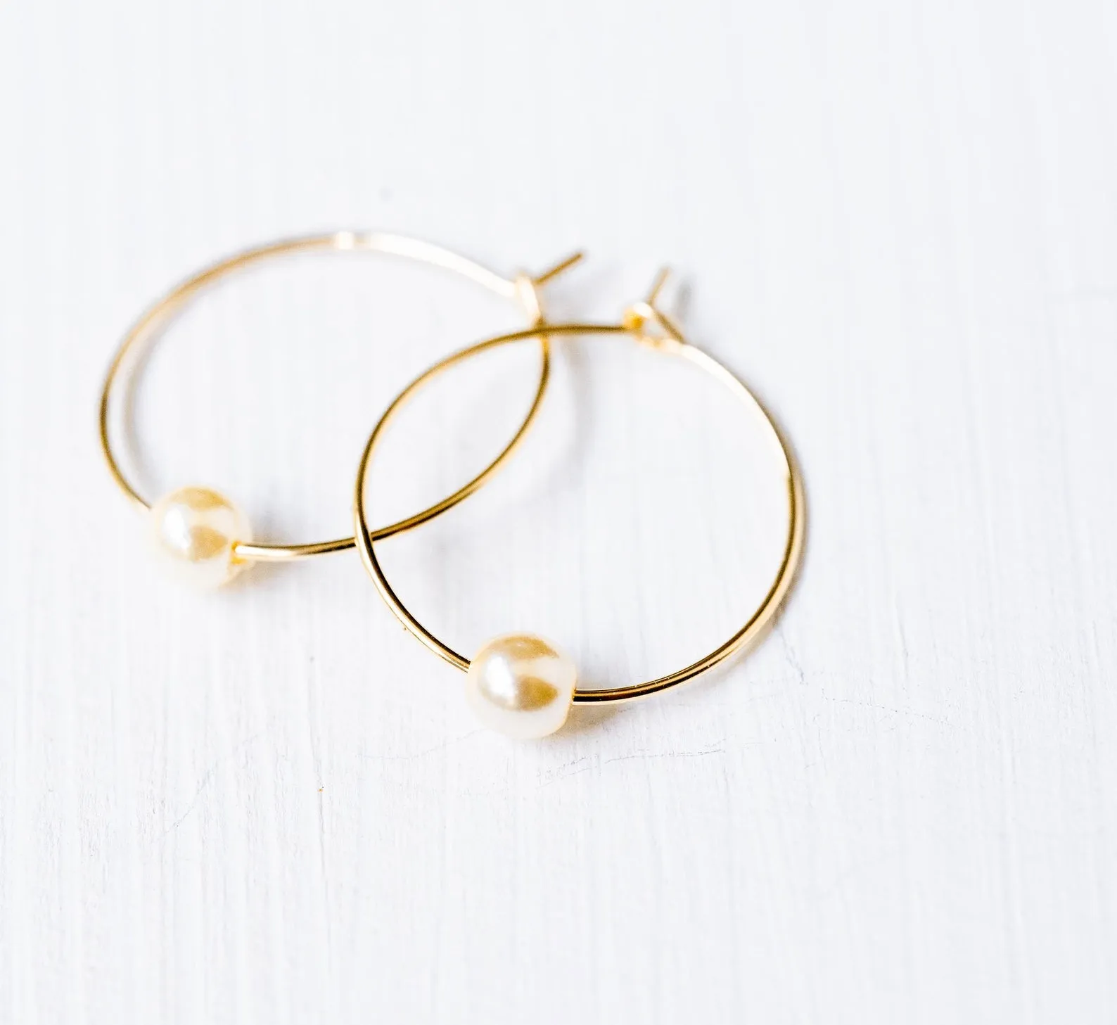 Mini pearl Gold Filled Hoops