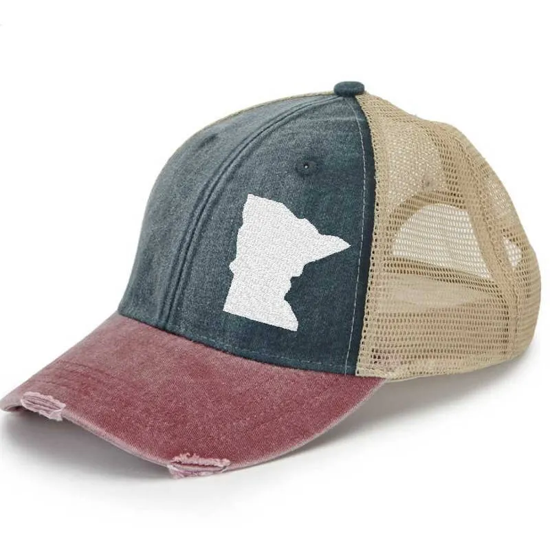 Minnesota Hat | Distressed Snapback Trucker | state cap | many color choices