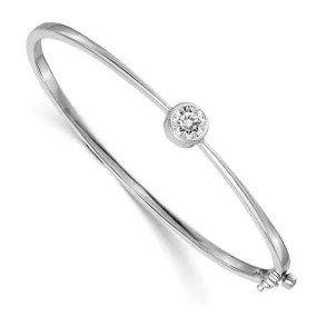 Moissanite Bangle Bracelet with 6mm Round in 14kt White Gold