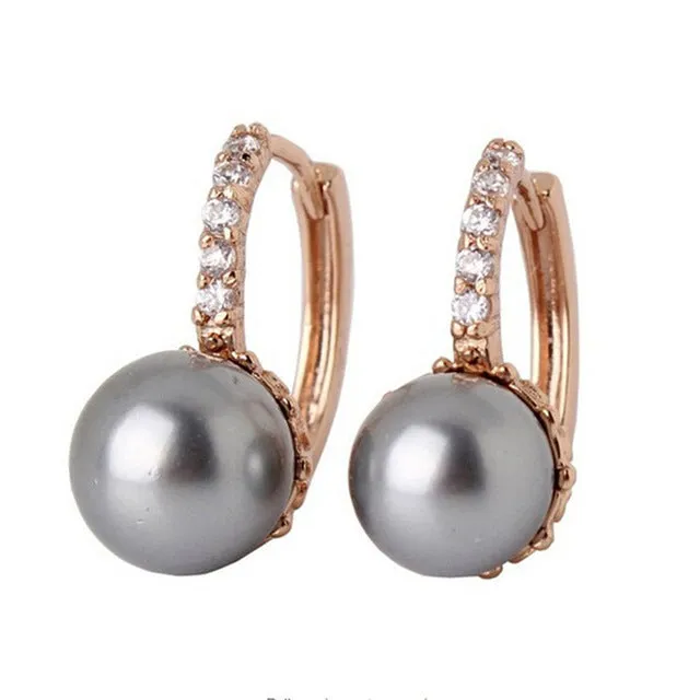 MOLIAM Crystal Hoop Earrings for Women White/Gray Simulated Pearl Delightful Wedding Design Huggie Earring MLE137/MLE146