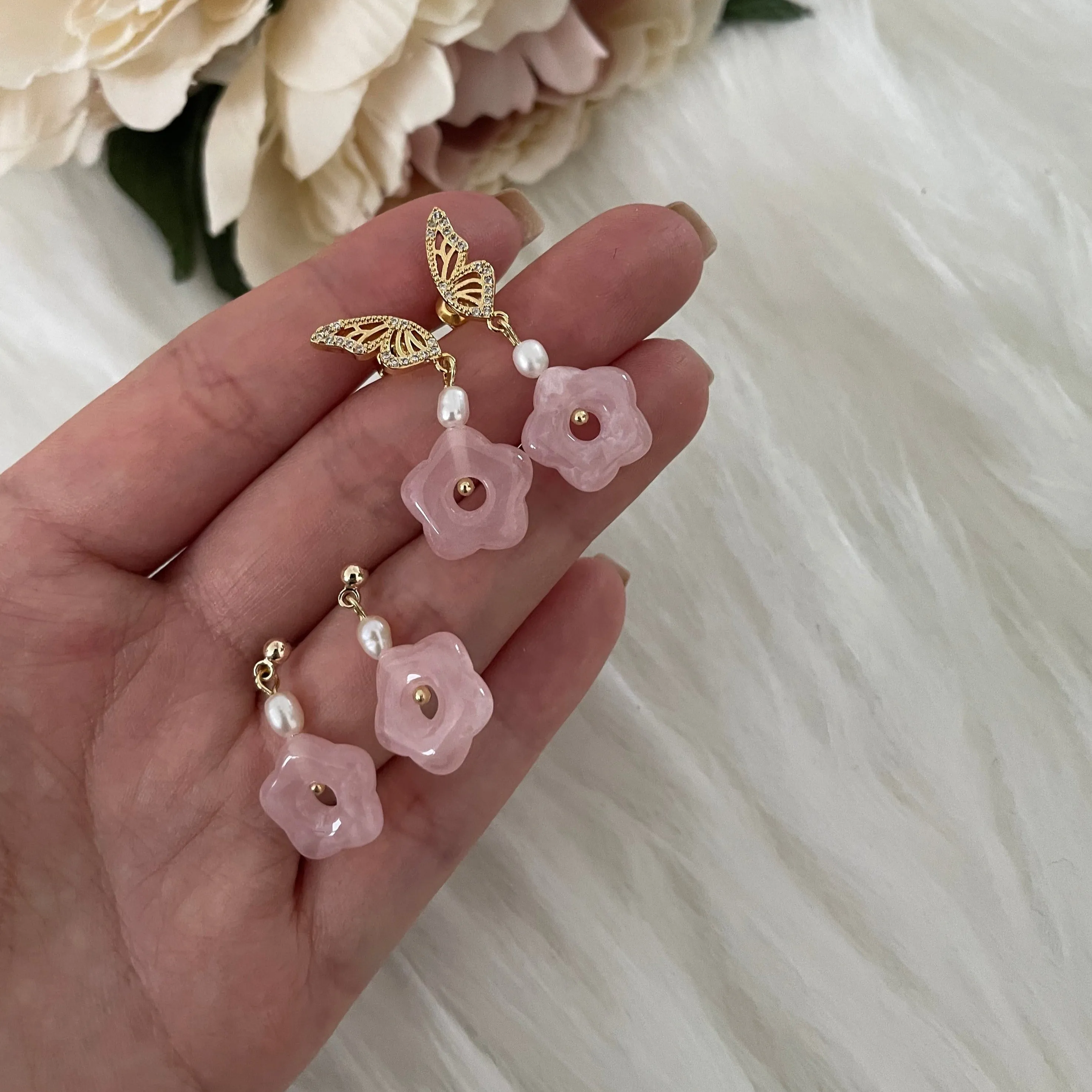 Monarch Pearl Floral Earrings