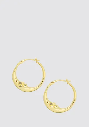 Moon Hoop Earrings In Gold