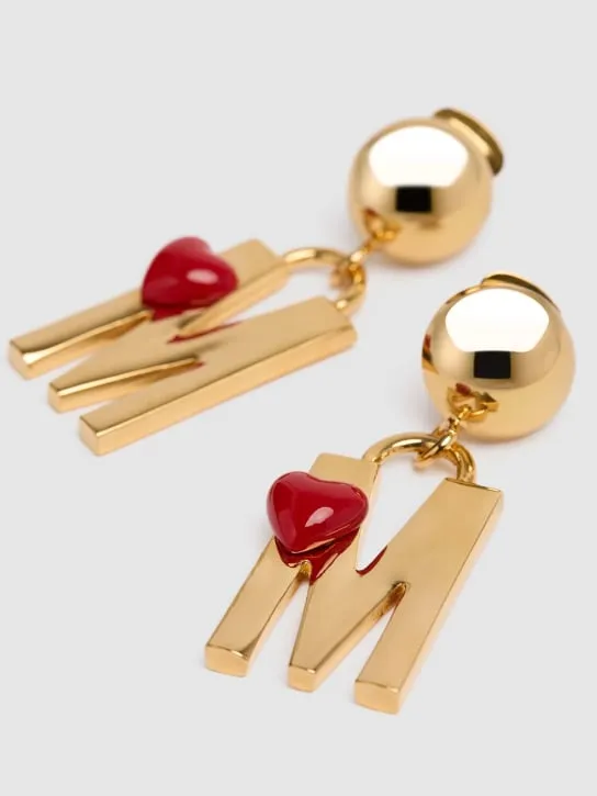 Moschino   Heart logo drop earrings 