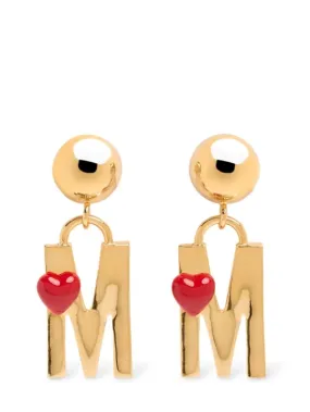 Moschino   Heart logo drop earrings 