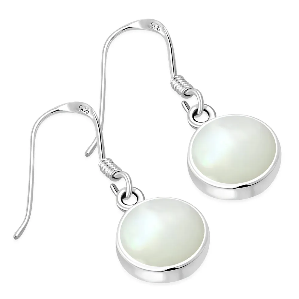 Mother of Pearl Round Sterling Silver Earrings