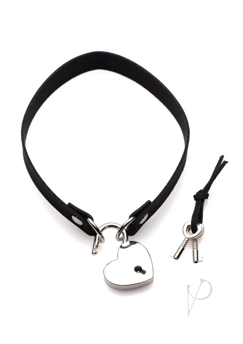 Ms Lock It Heart Lock and Key Choker Black