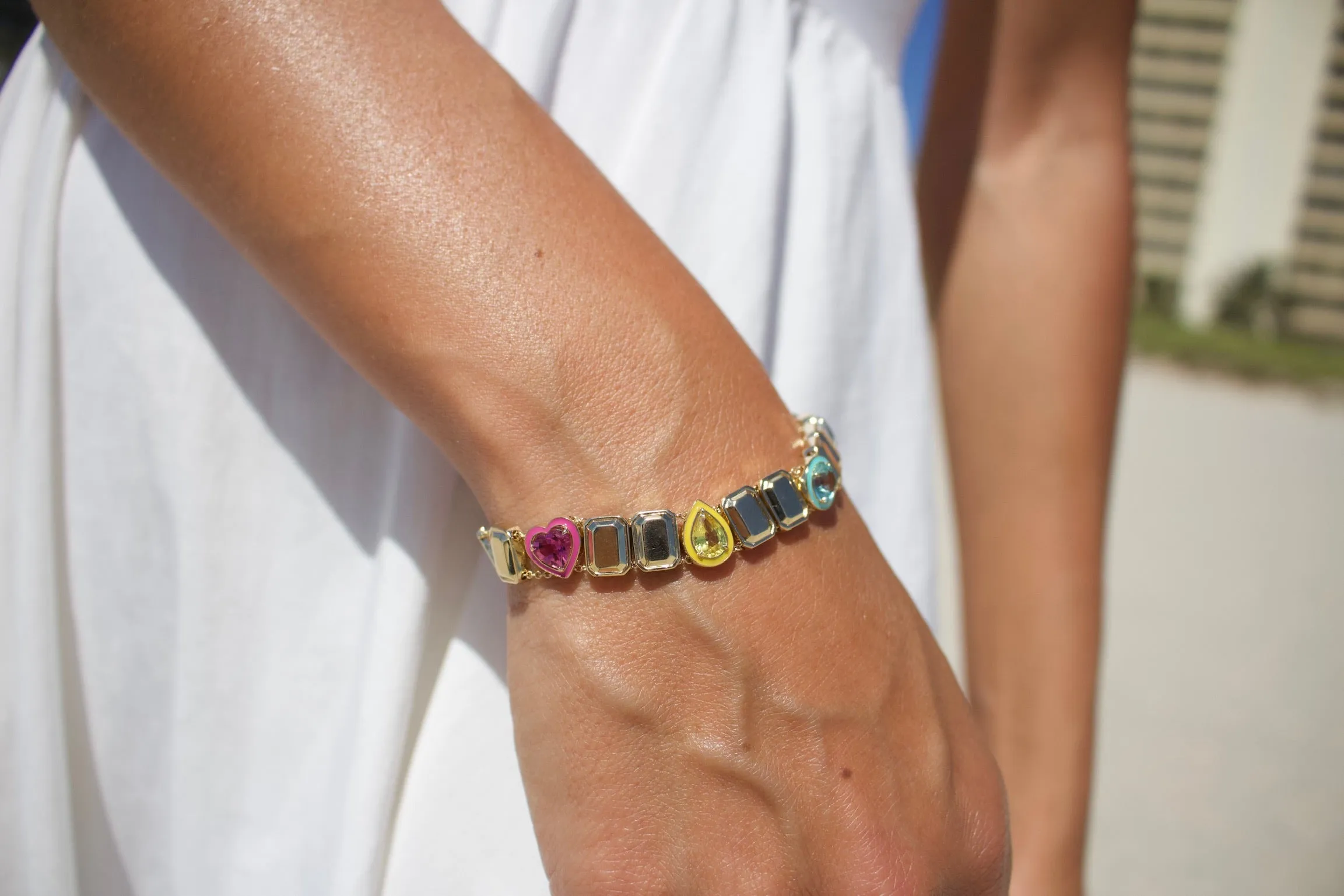 Multishape Pastel Goldstone™ Bracelet