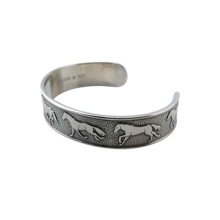 Muybridge Galloping Horses Cuff Bracelet Sterling Silver