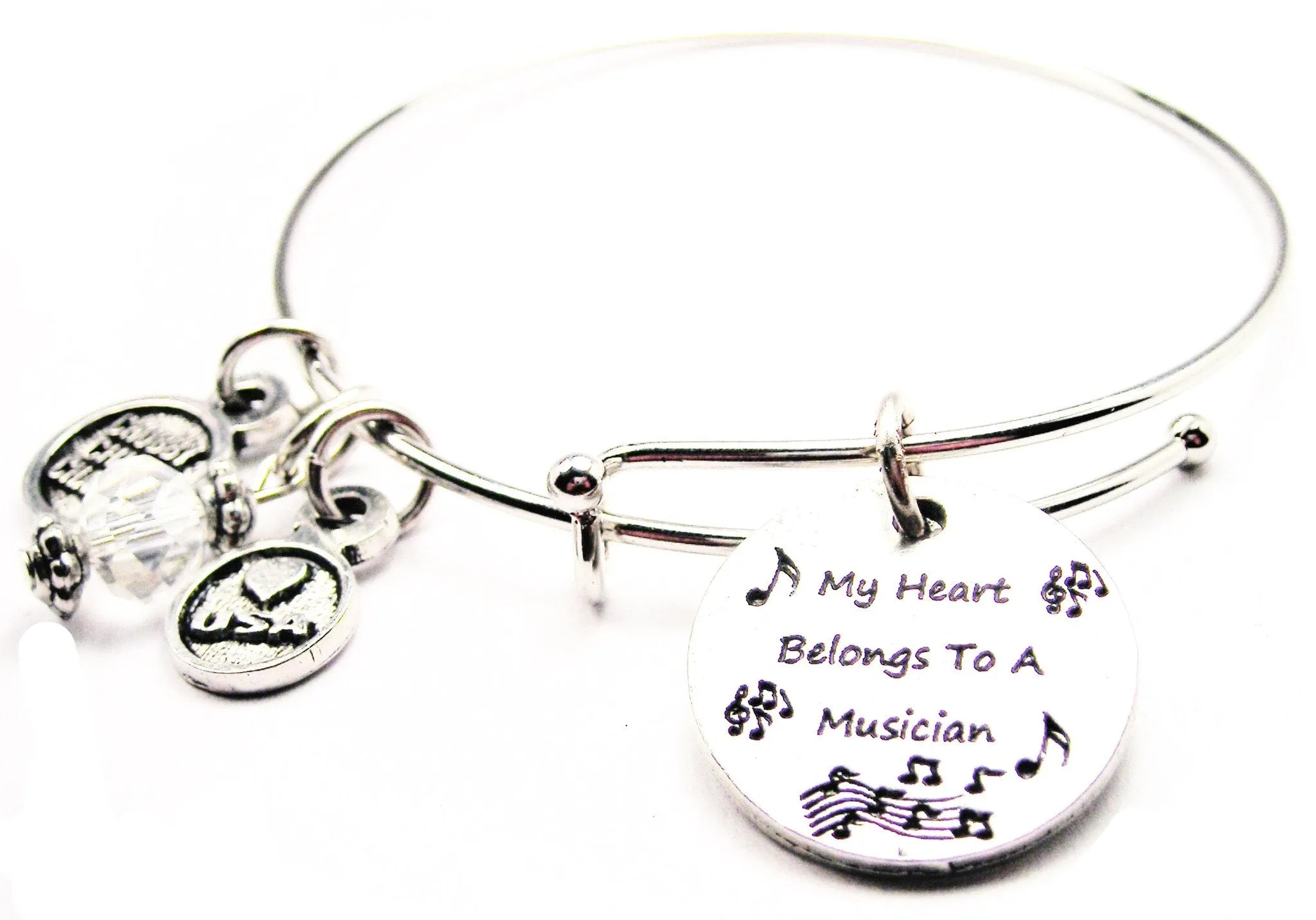 My Heart Belongs To A Musician Expandable Bangle Bracelet