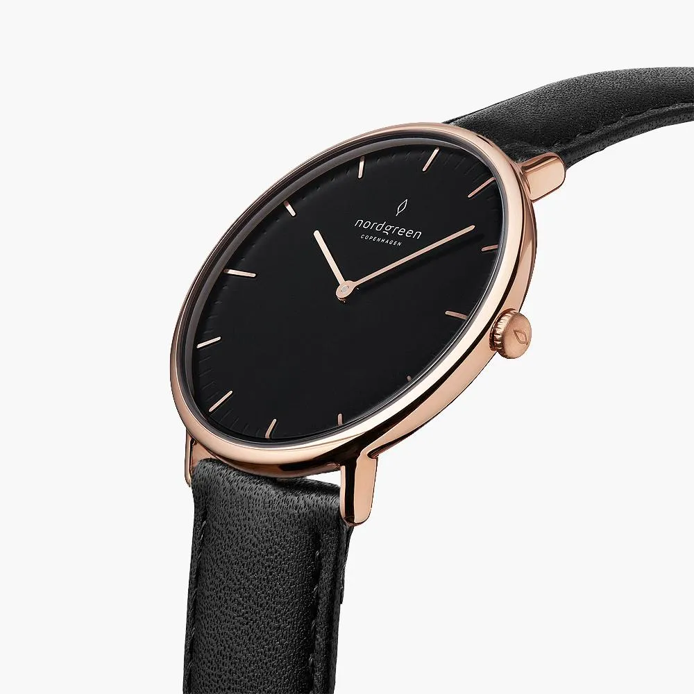 Native - BUNDLE Black Dial Rose Gold | Brown Leather / Black Leather / Navy Leather Strap