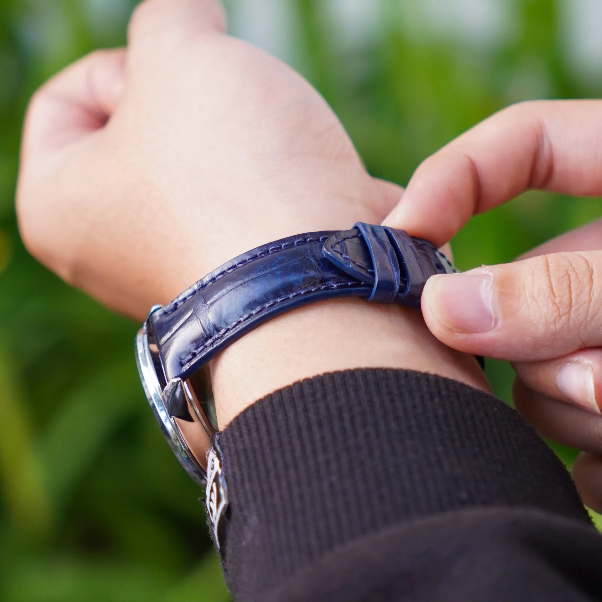 Navy Blue Alligator Leather Watch Strap