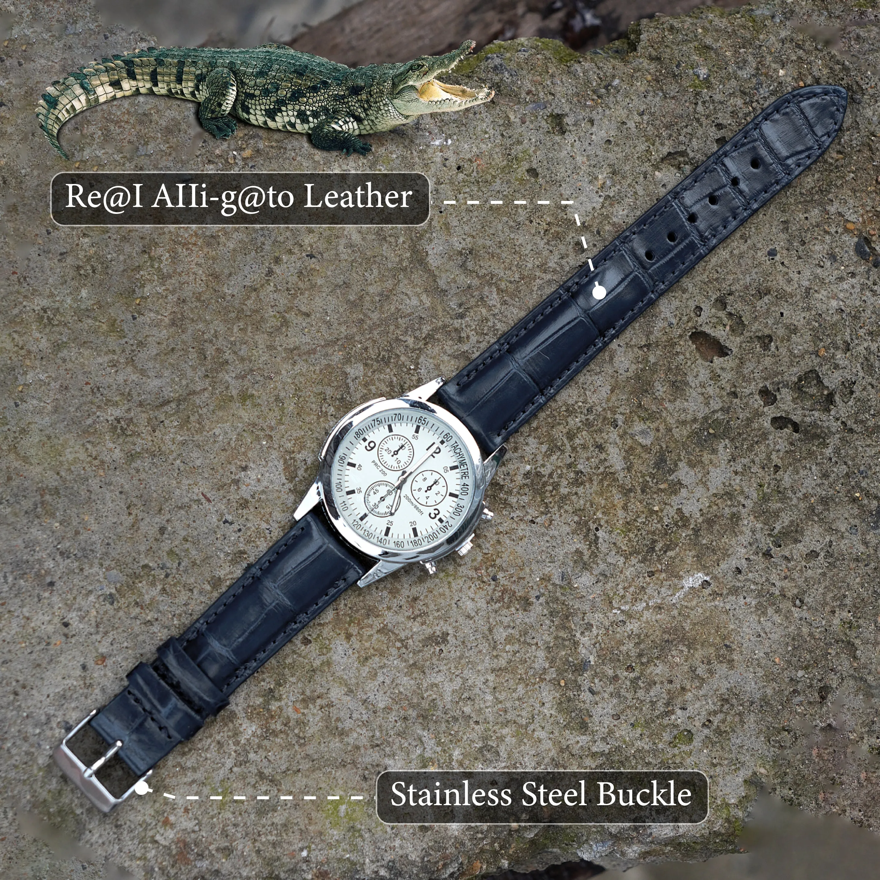 Navy Blue Alligator Leather Watch Strap