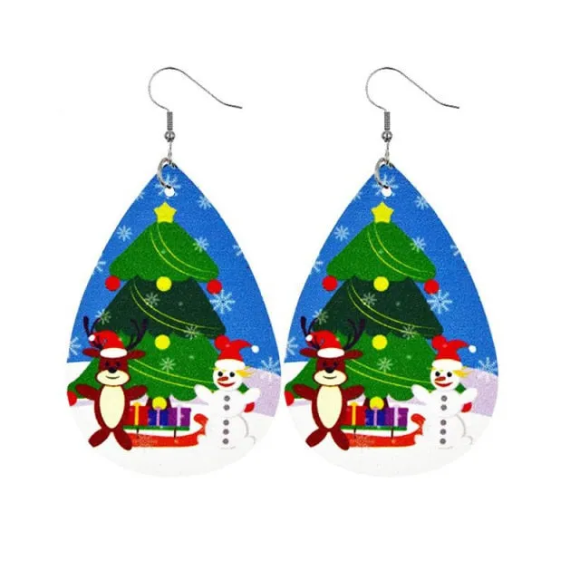 New Trendy Statement Christmas Tree Earrings For Women Santa Claus Snowman Drop Earrings Jewelry Girls Christmas Gifts Wholesale