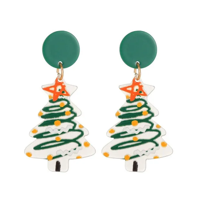 New Trendy Statement Christmas Tree Earrings For Women Santa Claus Snowman Drop Earrings Jewelry Girls Christmas Gifts Wholesale