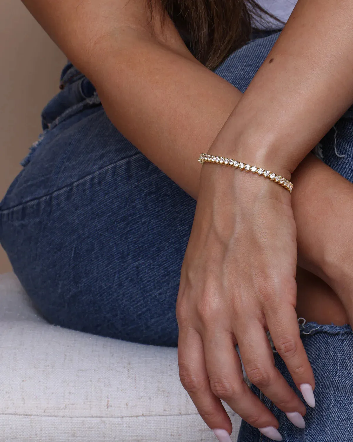 Not Your Basic Tennis Bracelet Gold and White Diamondettes