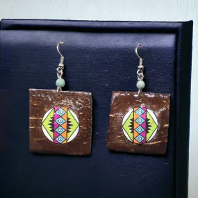 OLDTRIBES™ Wood Painted Green Square Earrings