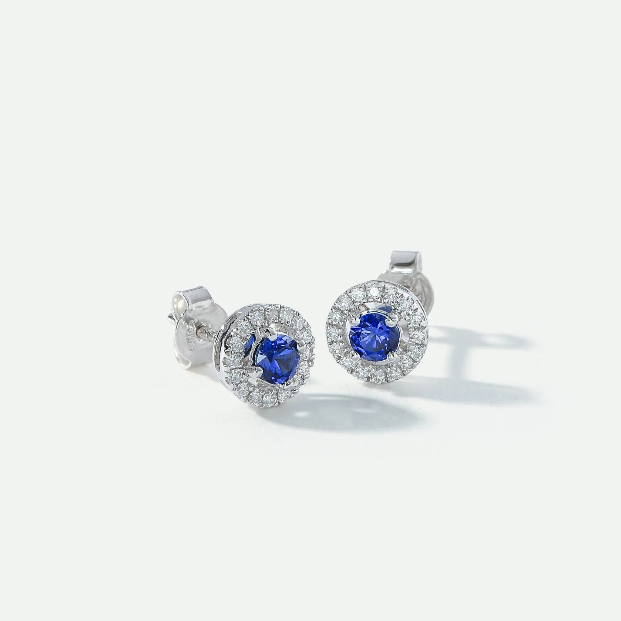 Orla | 9ct White Gold Lab Grown Diamond and Created Sapphire Earrings