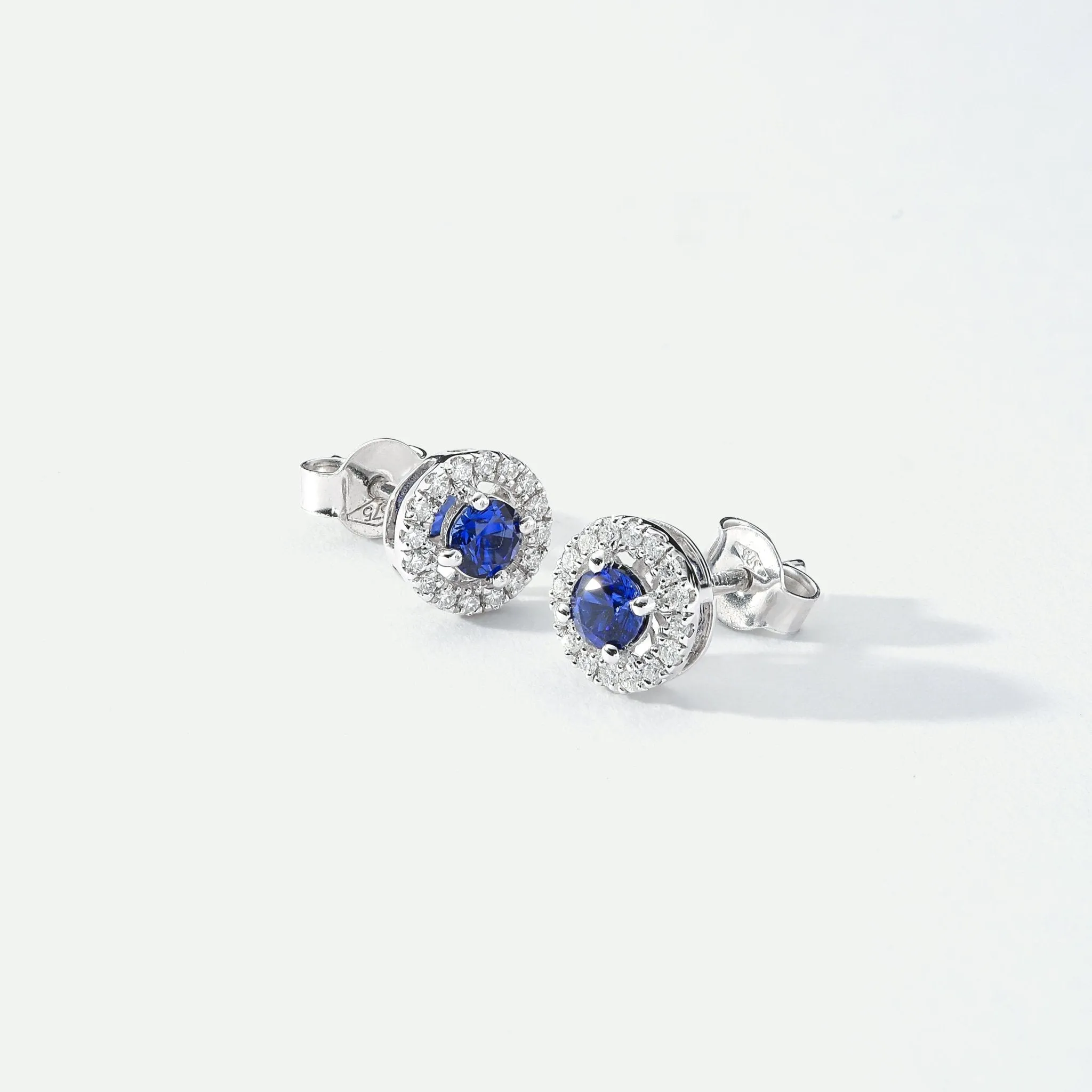 Orla | 9ct White Gold Lab Grown Diamond and Created Sapphire Earrings