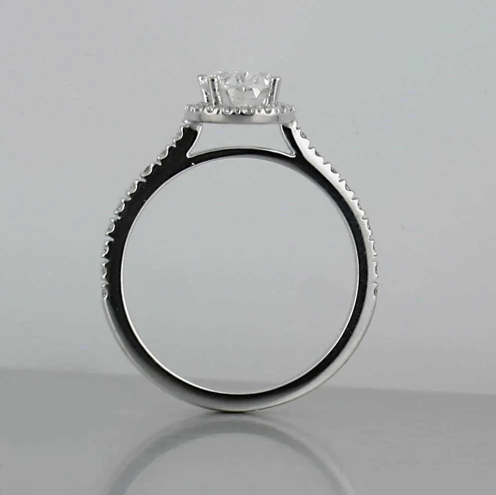 Oval Diamond Halo Engagement Ring 18K White Gold