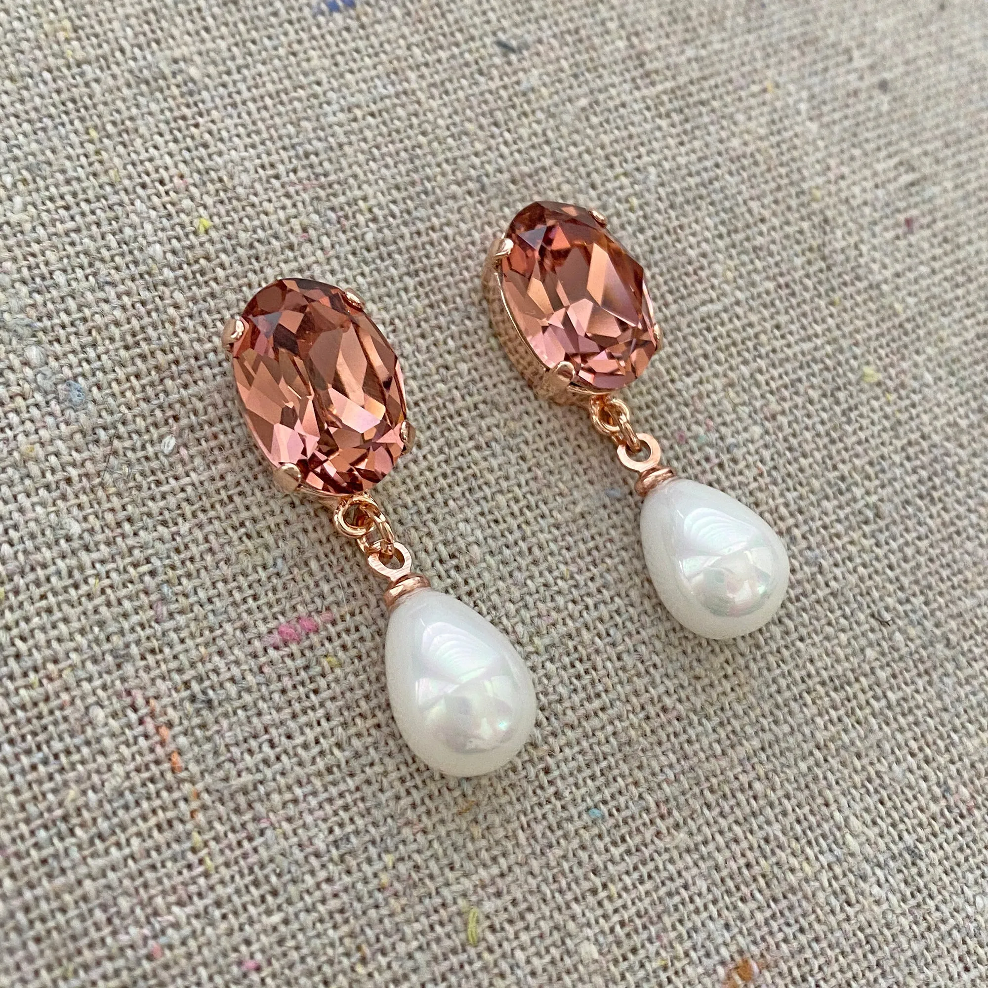 Oval Pearl Drop Post Earrings