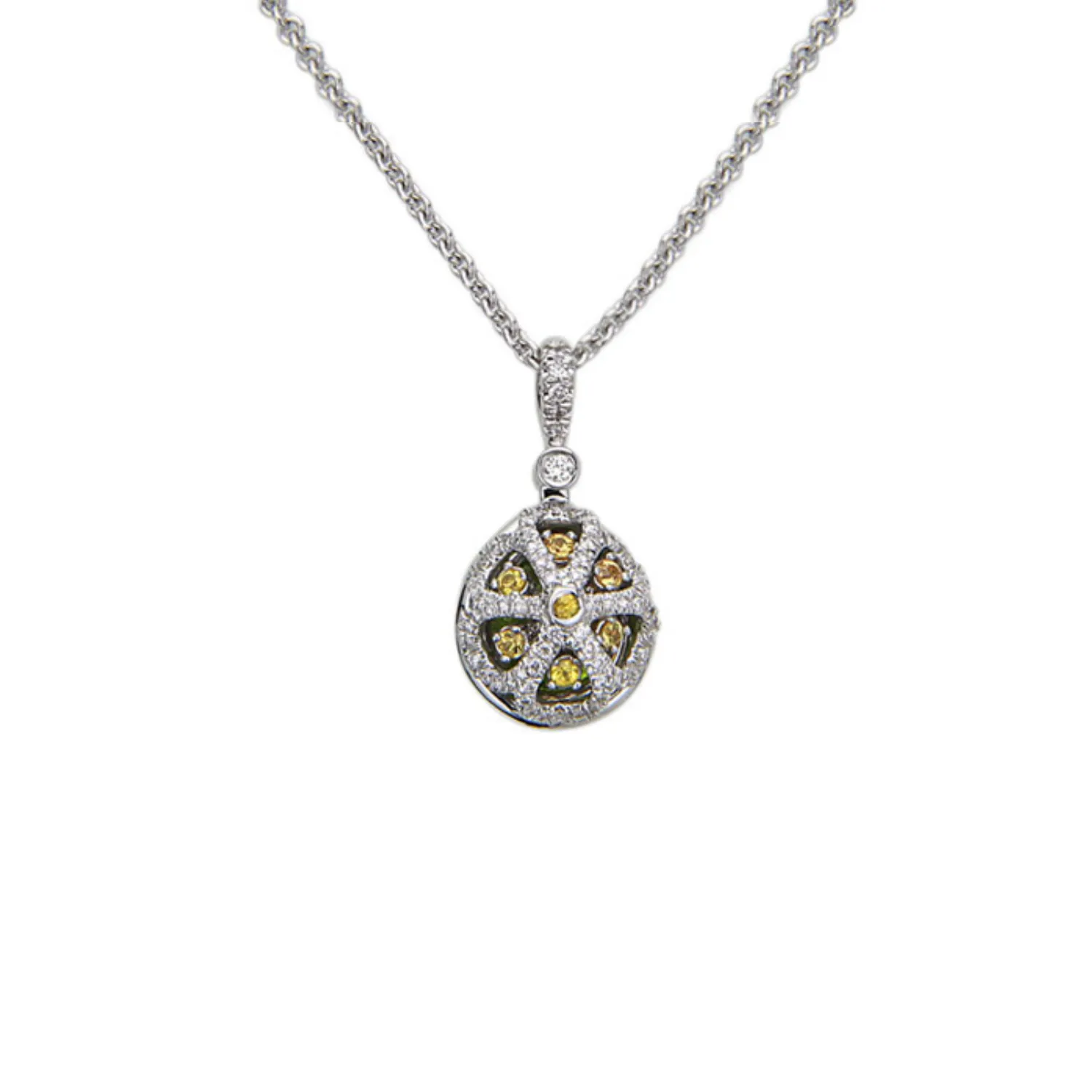 Pastel Diamond Double Halo Pear-Shape Reversible Necklace