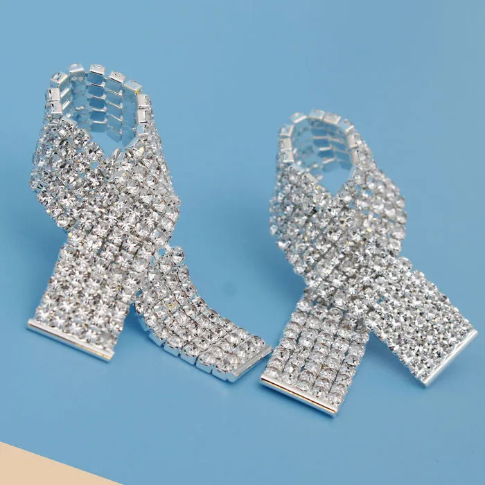 Pave Cancer Ribbon Studs