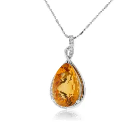 Pear Citrine & Diamond Pendant