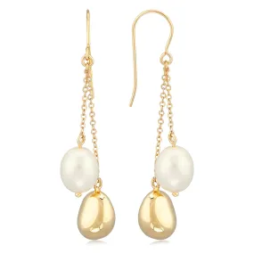 Pearl & Gold Double Dangle Earring