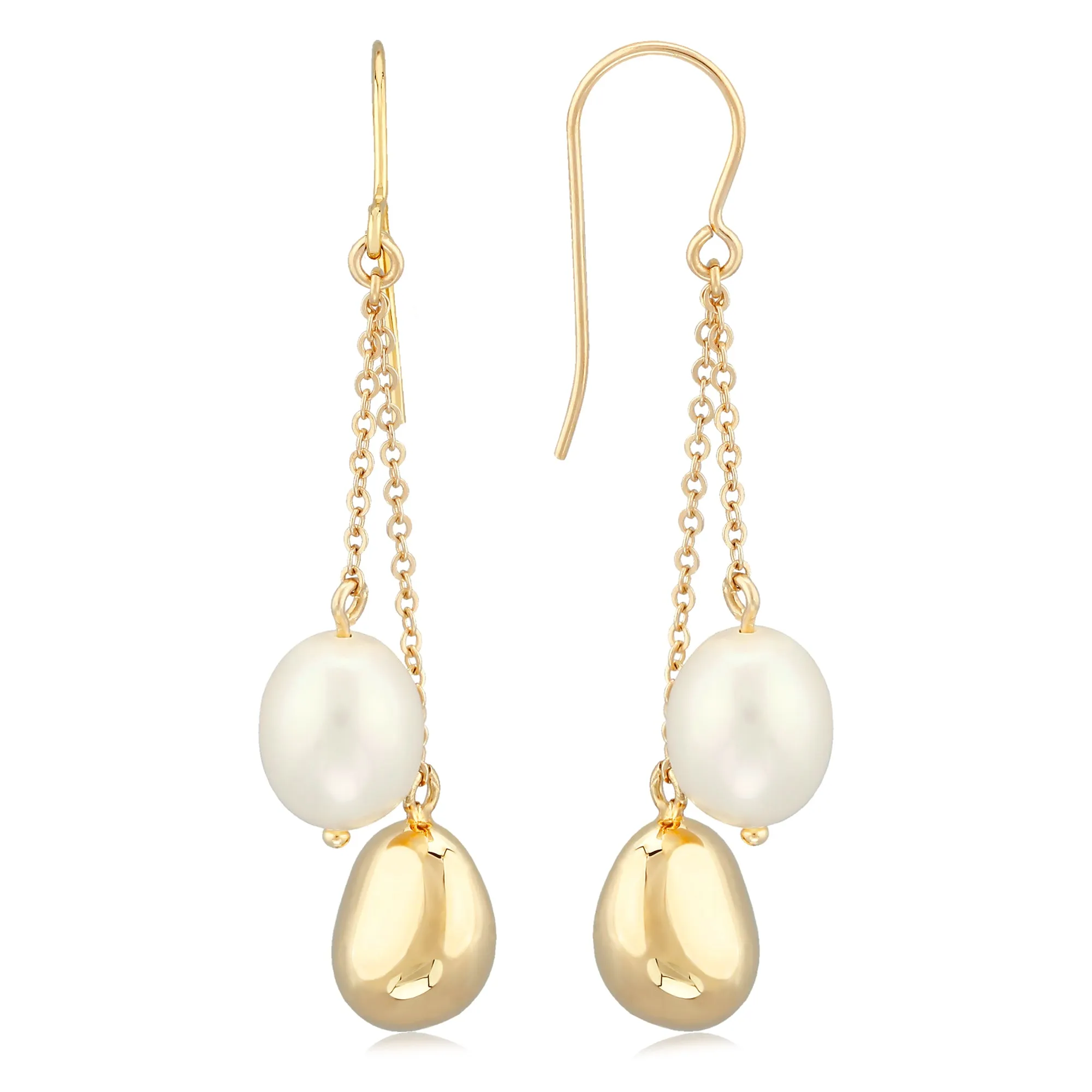 Pearl & Gold Double Dangle Earring