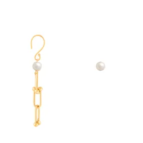 Pearl and T Chain Drop Earrings