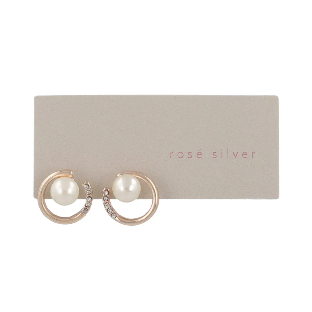 Pearl Circle Stud Earrings