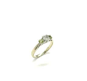 Peridot & Diamond 3 Stone Ring