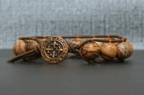 Picture Jasper Wrap Bracelet on Brown/Black Leather