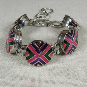 Pink, Purple & Green Linked Cuff Bracelet