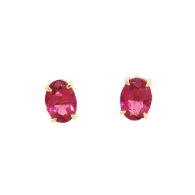 Pinkish Red Tourmaline studs 14k