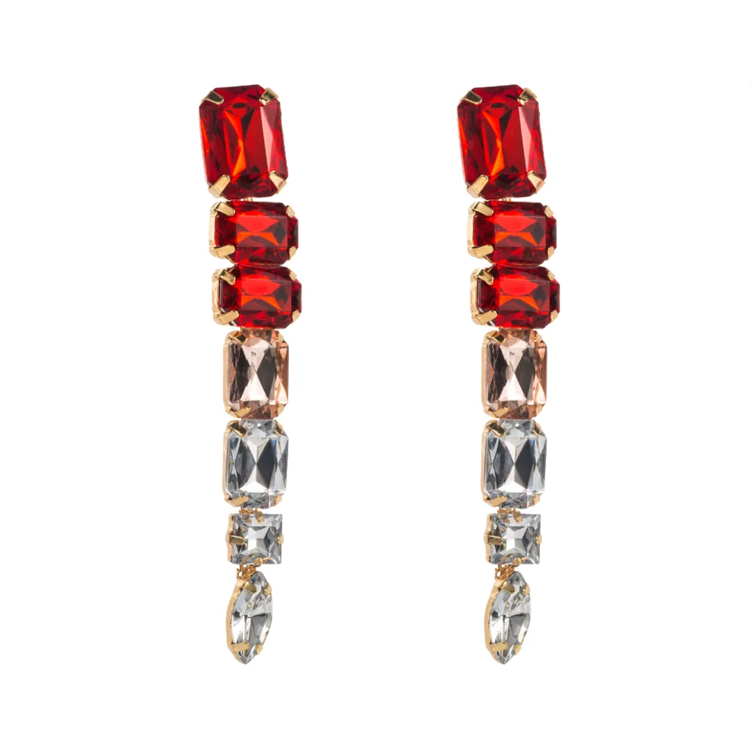 Pre Order:  Colored Diamond Multi-Layer Tassel Earrings