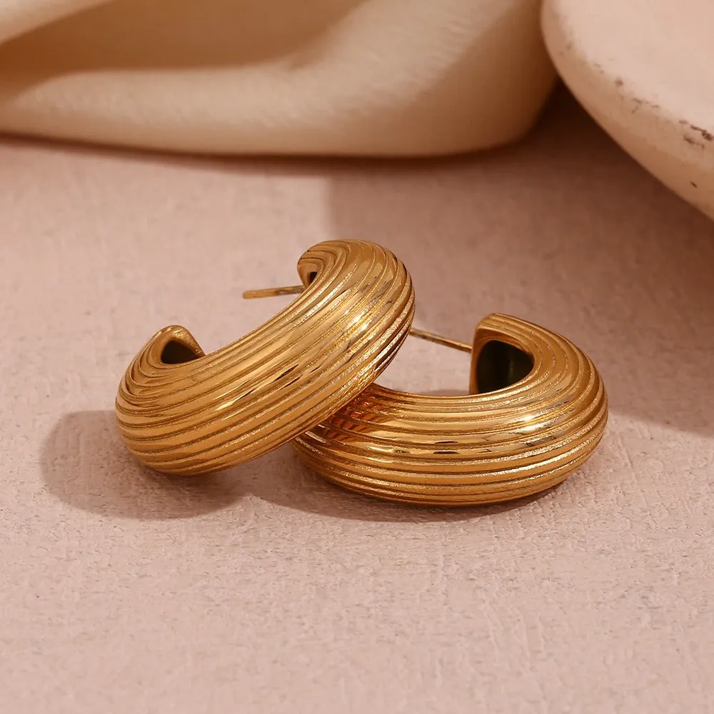 Pre Order:  Exaggerated Retro Brushed C-Shaped Earrings