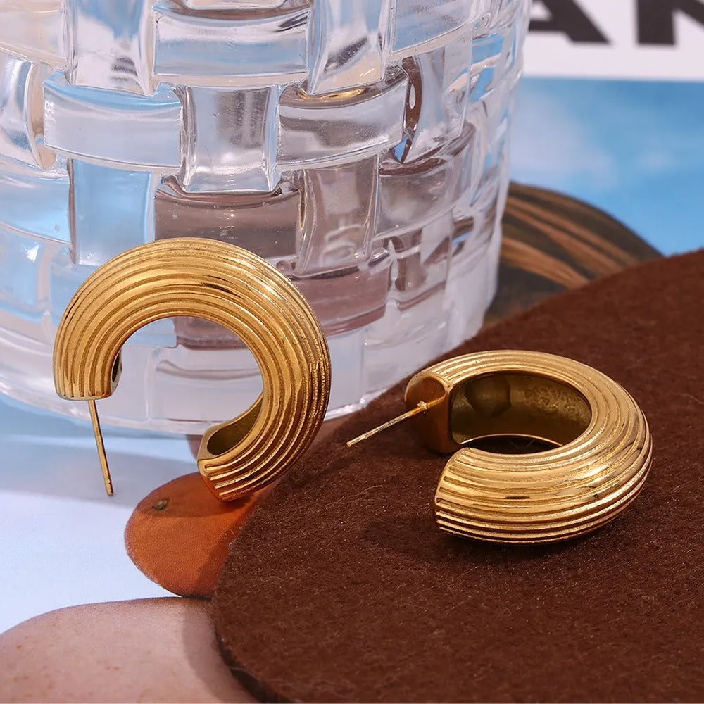 Pre Order:  Exaggerated Retro Brushed C-Shaped Earrings