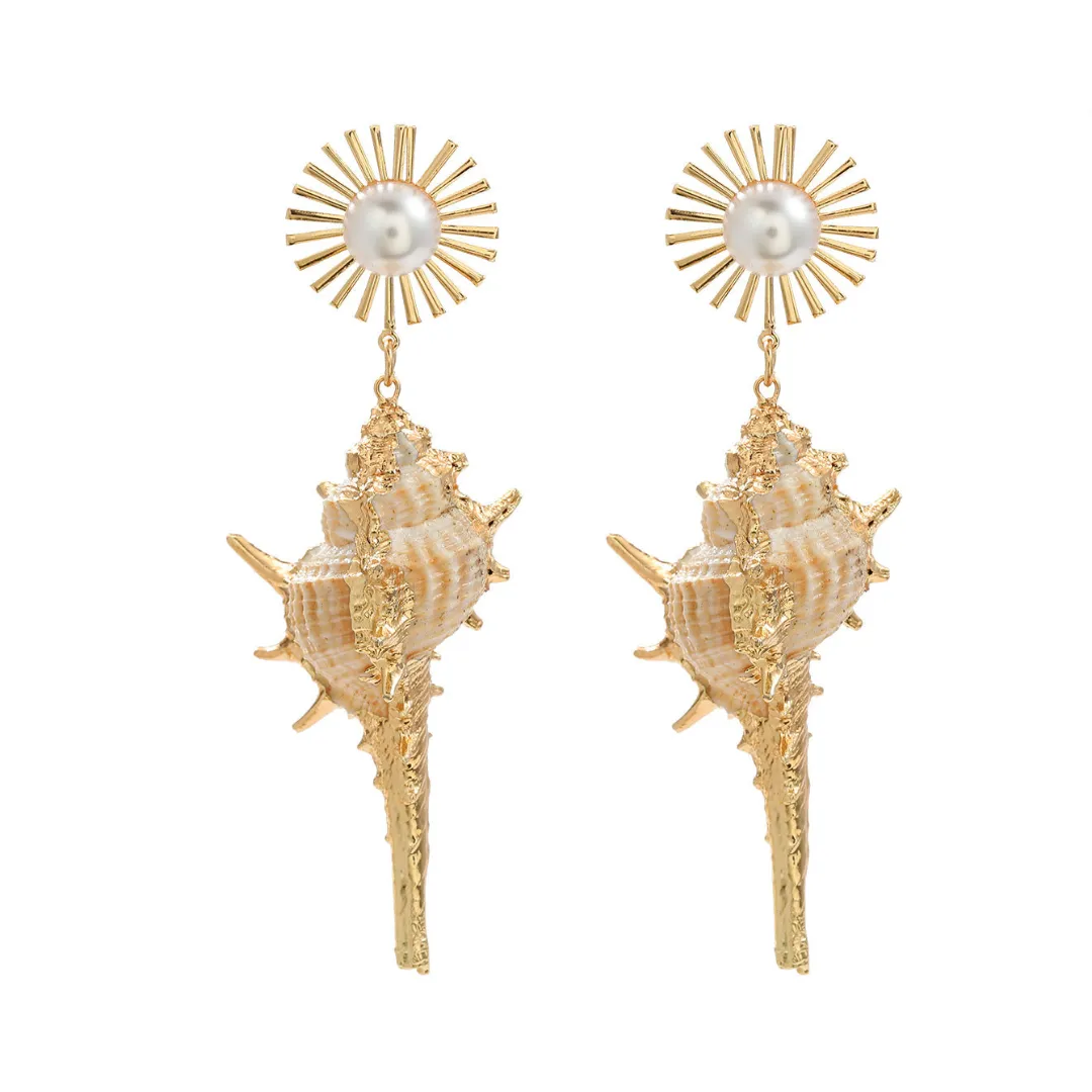 Pre Order:  Exaggerated Shell Pearl Earrings