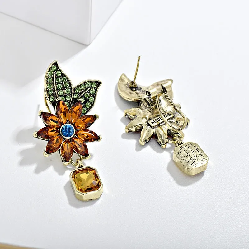 Pre Order:  Leaf Flower Crystal Earrings