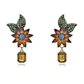 Pre Order:  Leaf Flower Crystal Earrings