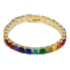 Princess Cut Spectrum Tennis Bracelet