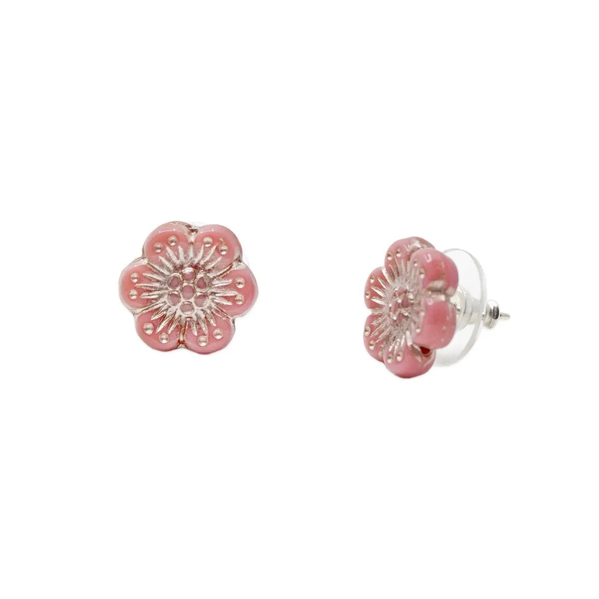 Purple Wild Rose Flower Stud Earrings