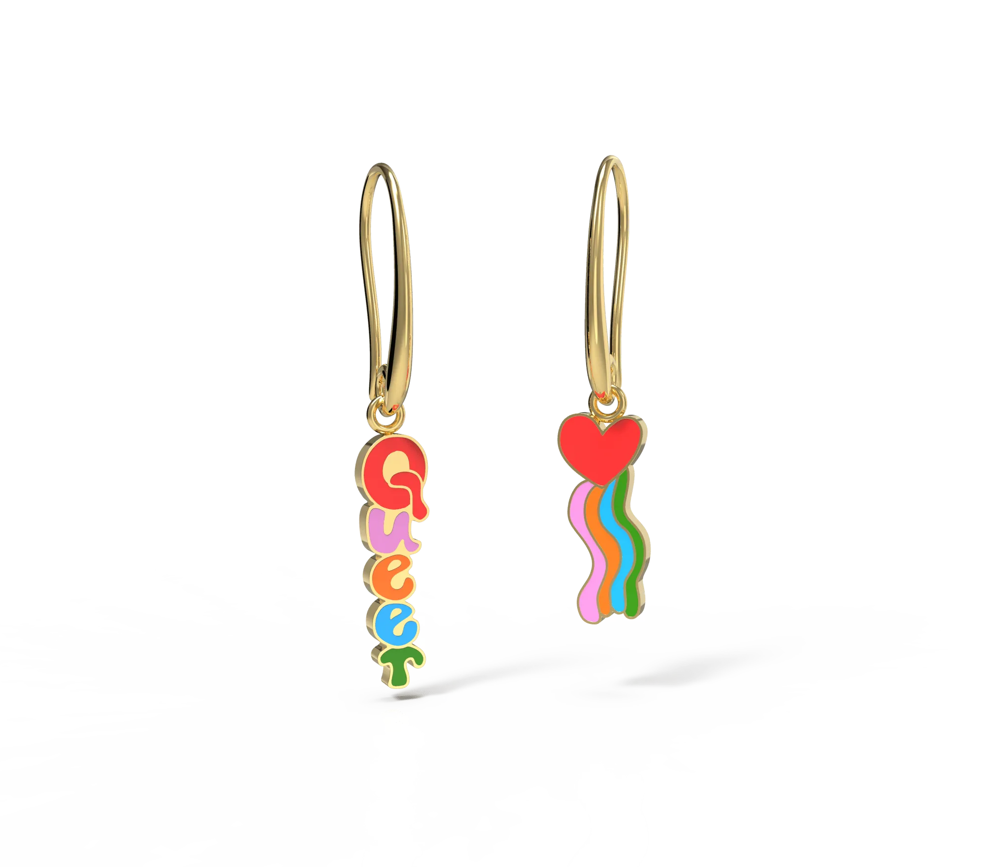 Queer Heart Drop Earrings