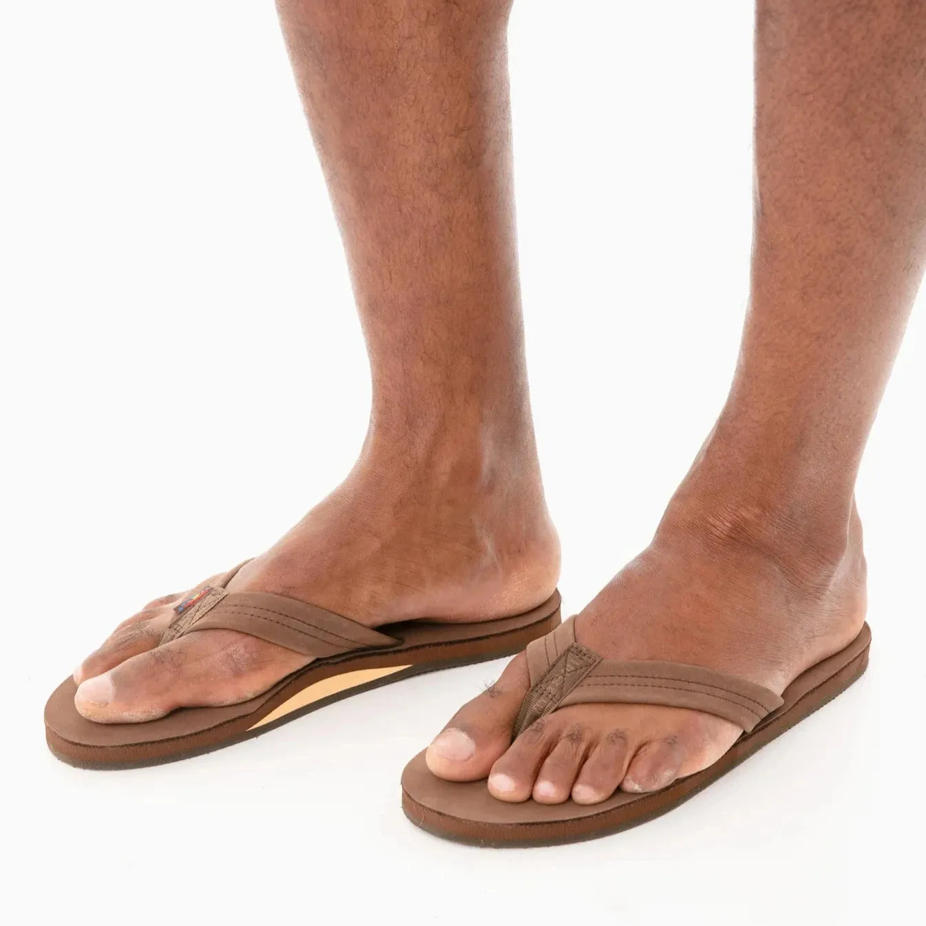 Rainbow Men's Premium Leather Flip-Flops Sandals - Expresso