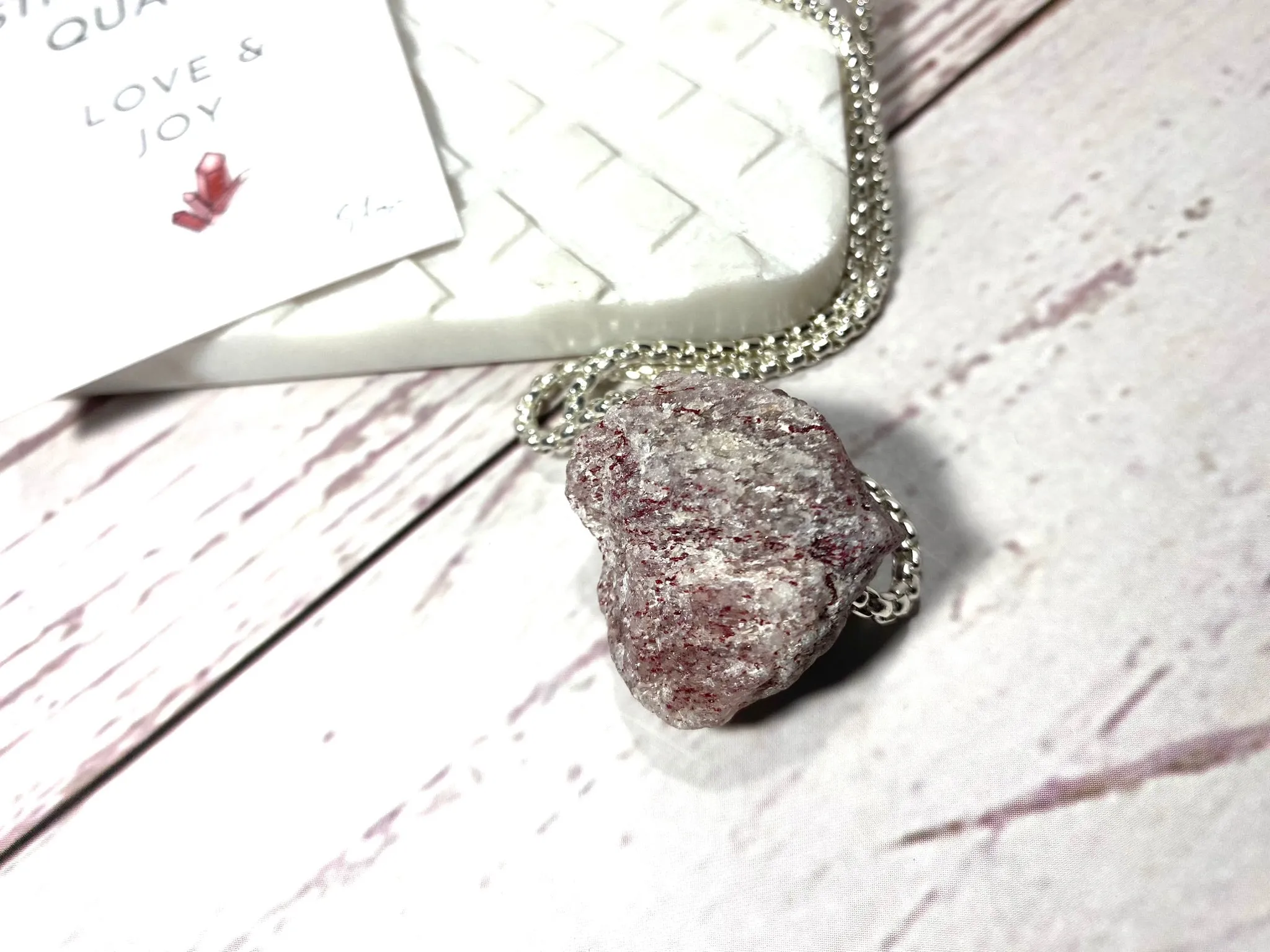 Raw Crystal Necklace - Chunky Silver Necklace