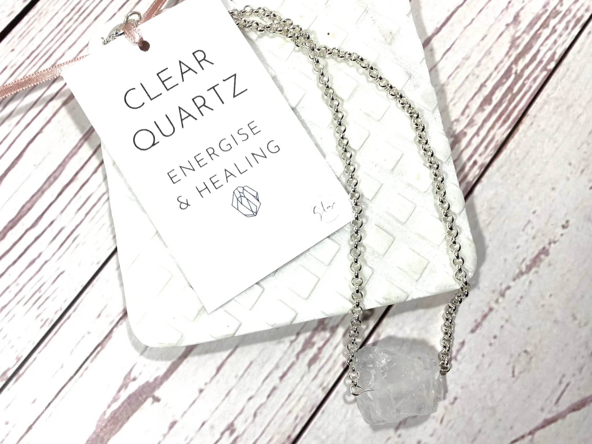 Raw Crystal Necklace - Chunky Silver Necklace