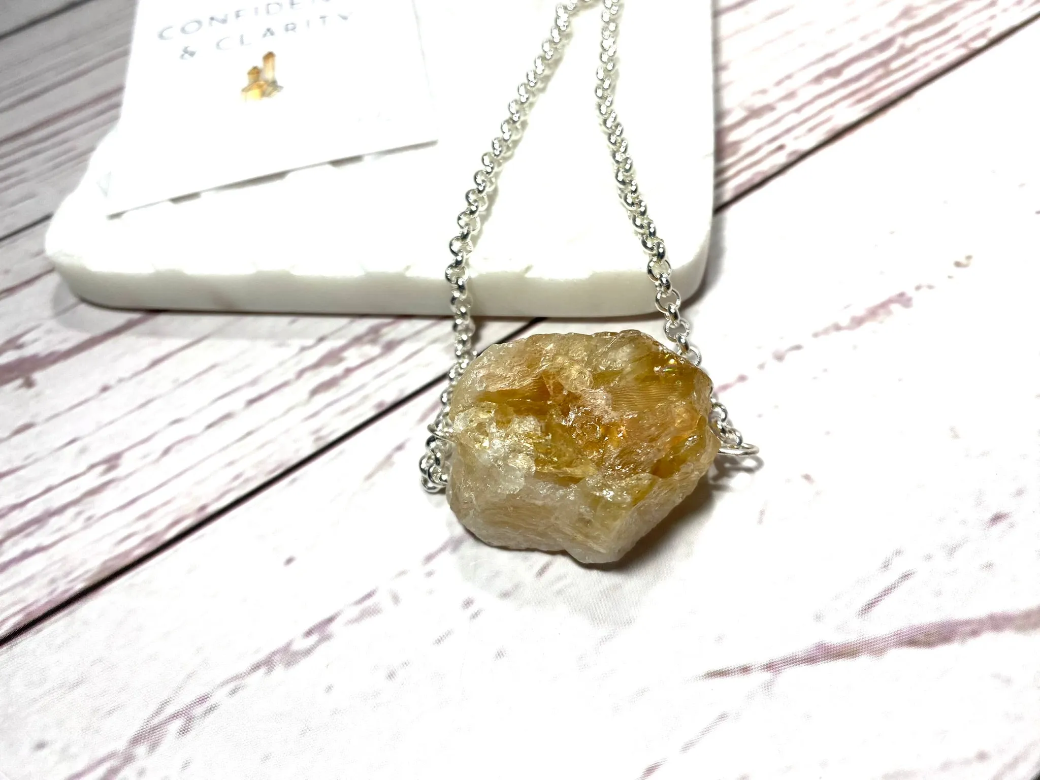 Raw Crystal Necklace - Chunky Silver Necklace