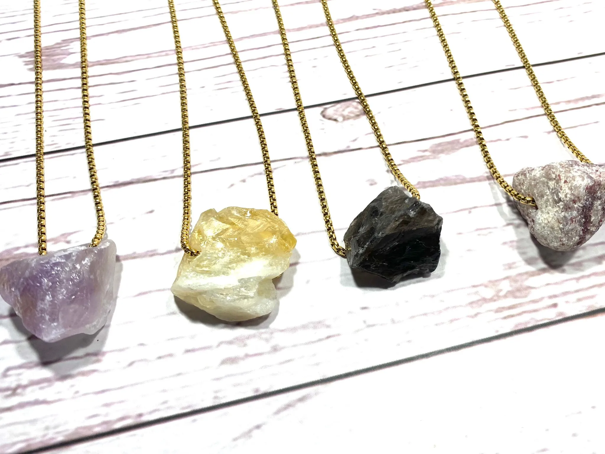 Raw Crystal Necklace - Chunky Silver Necklace