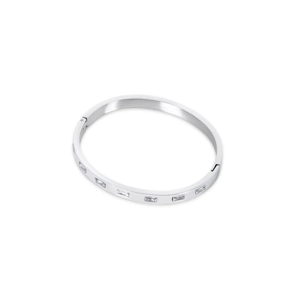 Rectangle Stone Bangle - Silver